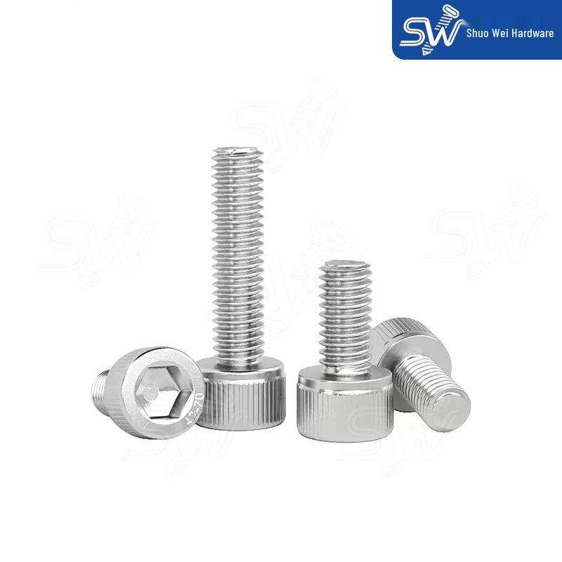 304 Stainless Steel Hex Socket Cap Screw, DIN912, High Strength, Knurled Bolt, M2-M12