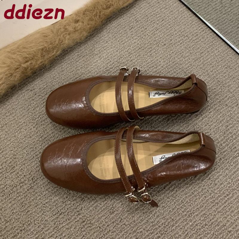 Fashion Fashion Buckle Strap Women Flats Mary Janes Shoes Soft Female Shallow Footwear Round Toe Ladies Flats With Shoes