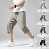 Herren Locker Geschnittene Leichte Schnelltrocknende Atmungsaktive Lässige Sport-Capri-Shorts mit Elastischem Bund und Kordelzug