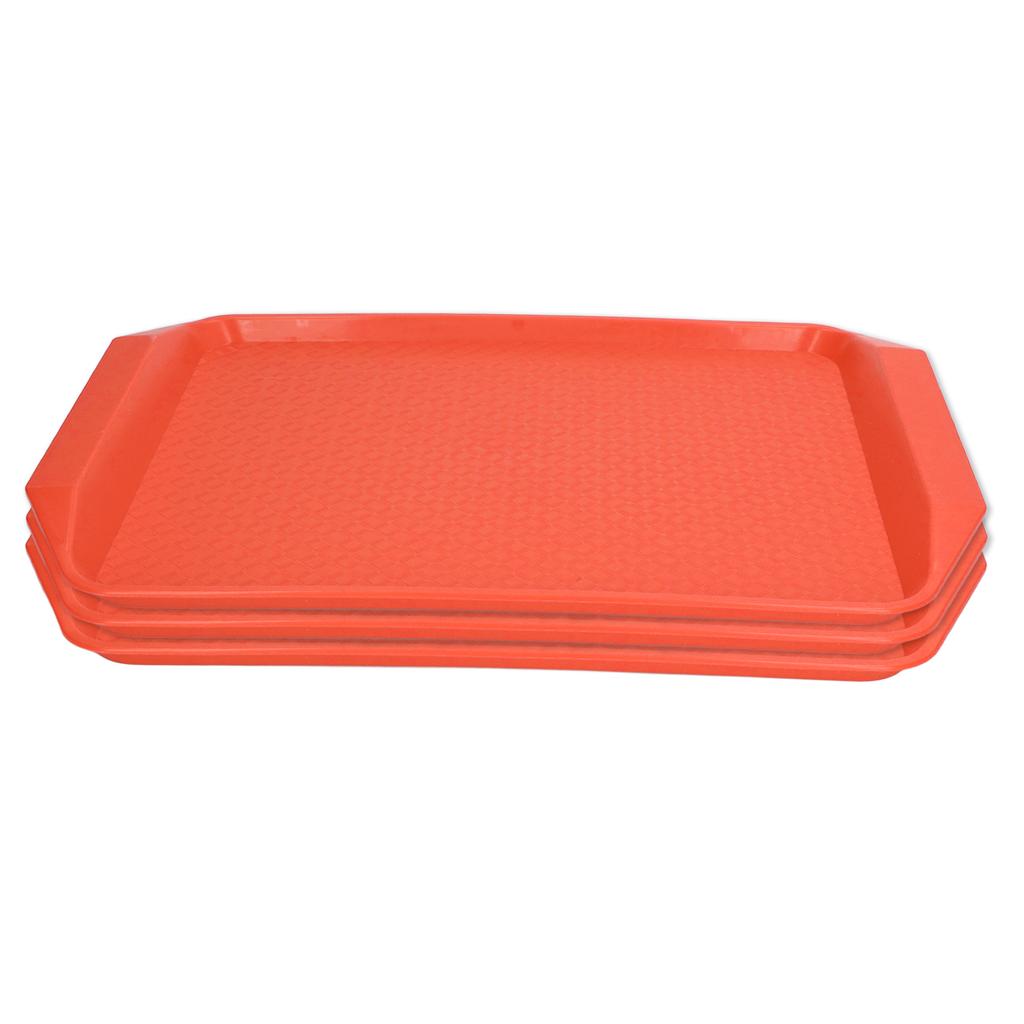 3PCS Colorful Food Tray Rectangle Thickened Binaural Plastic Tray Heat Resistance Stackable Cafeteria Trays for Hotel