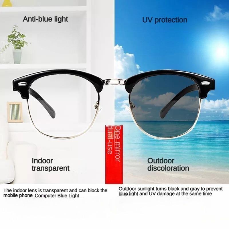 Pochromic Glasses Anti Radiation Metal Anti Blue Light Eyeglass for Women Men Replaceable Lens Glasses