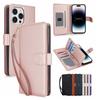 Compatible with iPhone 16 Pro Max Multi-card Solid Color Phone Case, Apple 15 Lanyard S25 Google Case