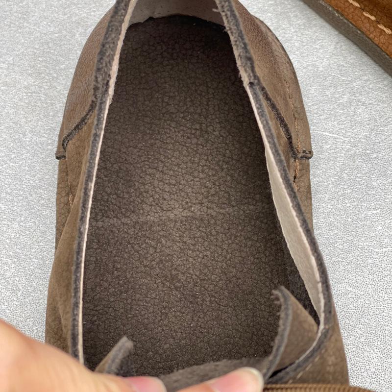 Johnature Casual Genuine Leather Lace-up Flats Round Toe Solid Color Cowhide Versatile Women's Shoes