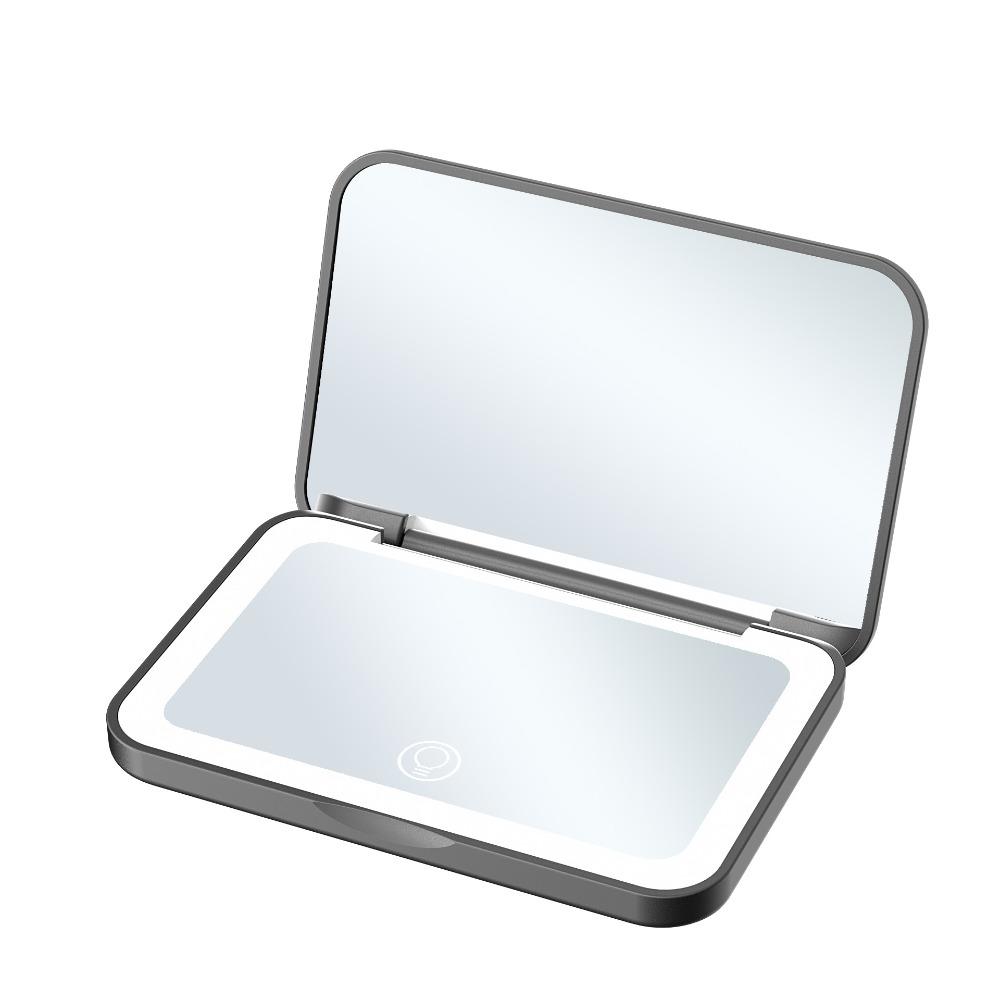 Mini Folding Makeup Mirror Portable 3 Color Lighting Aesthetic Vanity Mirrors Magnifying Touch Screen LED Light Desktop Mirror