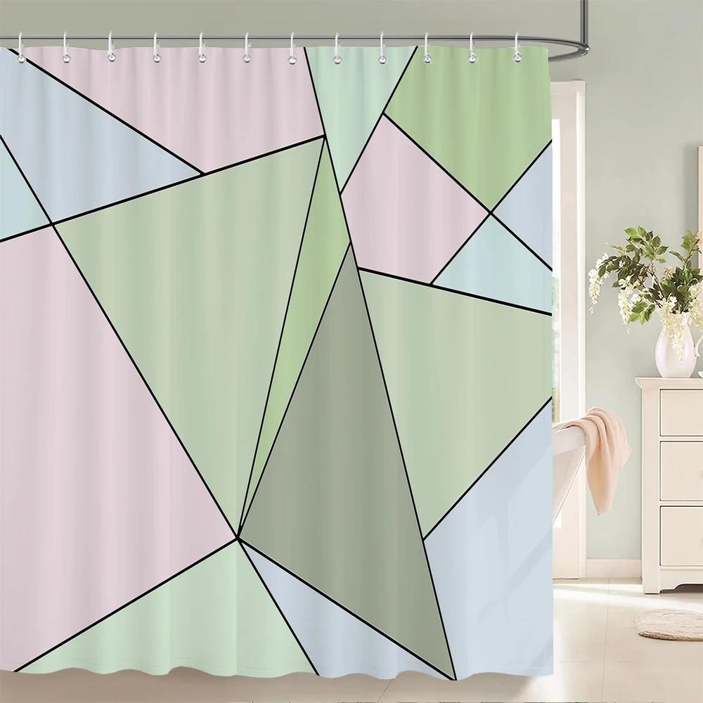 Modern Art Style Marble Printing Shower Curtain Waterproof Polyester Fabric Bathroom Curtains Geometric Pattern Decor Curtains