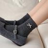 Autumn Socks, Bow Embroidery, Solid Color Lace, Pile Socks, Cotton Mid-calf Socks for Women
