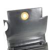 Hermes Bolsa de Mão com Aba e Logo Vintage Bolsa de Ombro Couro Preto/Ferragens Douradas