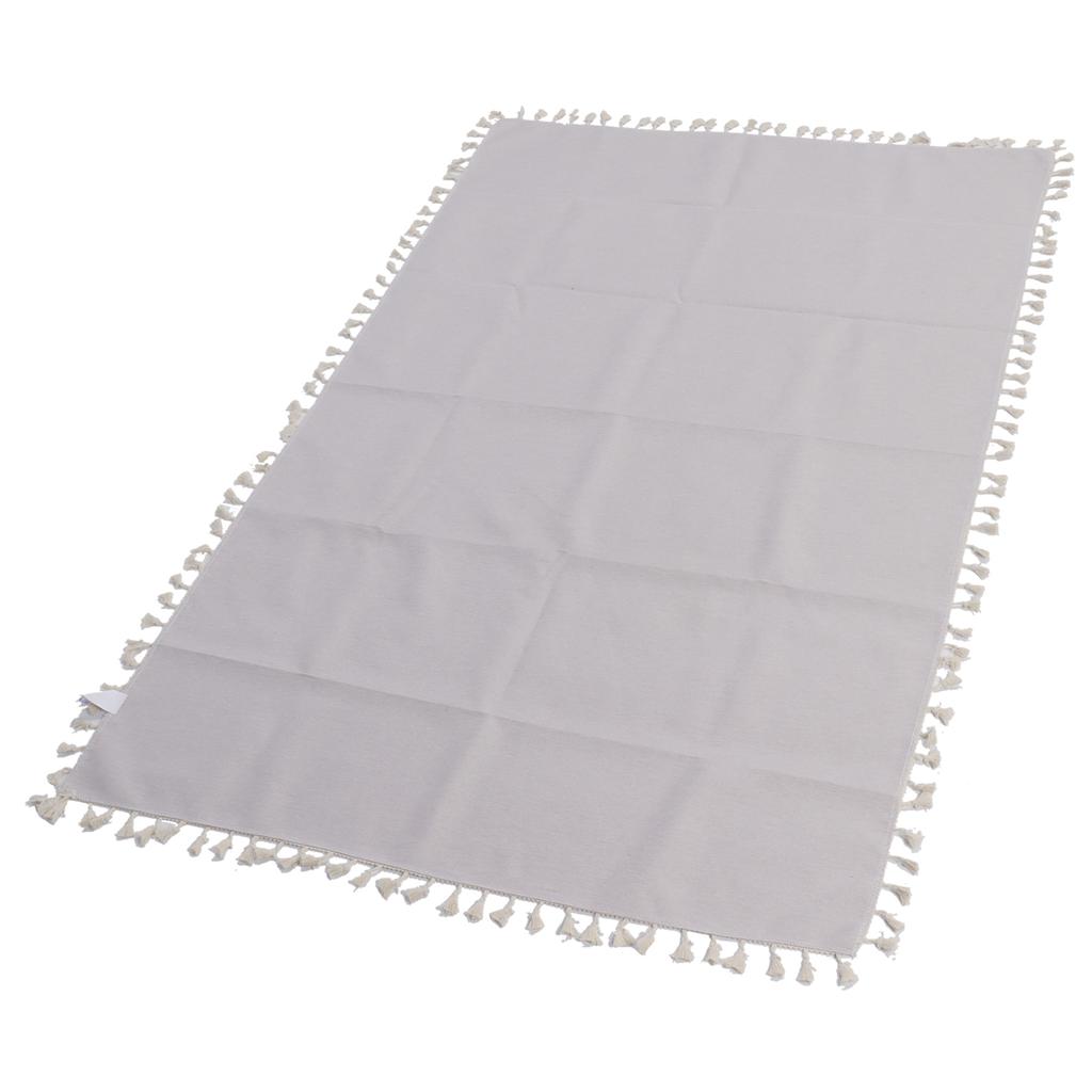 Cotton Linen Tablecloths Waterproof Oilproof Washable Wrinkle Free Tassels Rectangle Dining Table