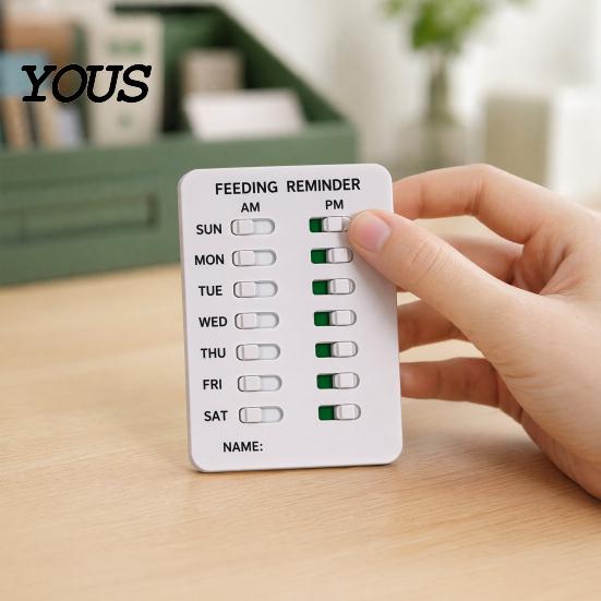 Refrigerator Medicine Tracker Feeding Reminder, Medication & Reading Board, Reusable Schedule Card with Green Family Organizer Slider