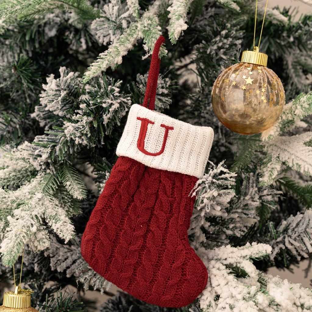 Snowflake Stocking Embroidered Paw Print Stocking Holiday Home Decor Ivory Christmas Stocking Ornament For Gift Wrapping Holiday