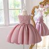 In-Stock Sleeveless Satin Princess Dress with Bowknot for Children