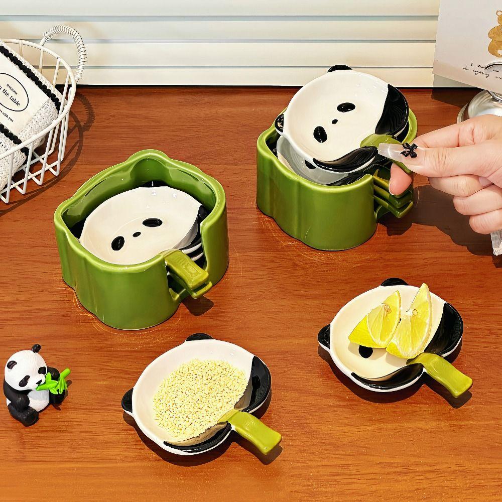 4/6Pcs Panda Shape Ceramic Sauce Dish Creative Mini Sauce Bowl Set  Dinnerware Set