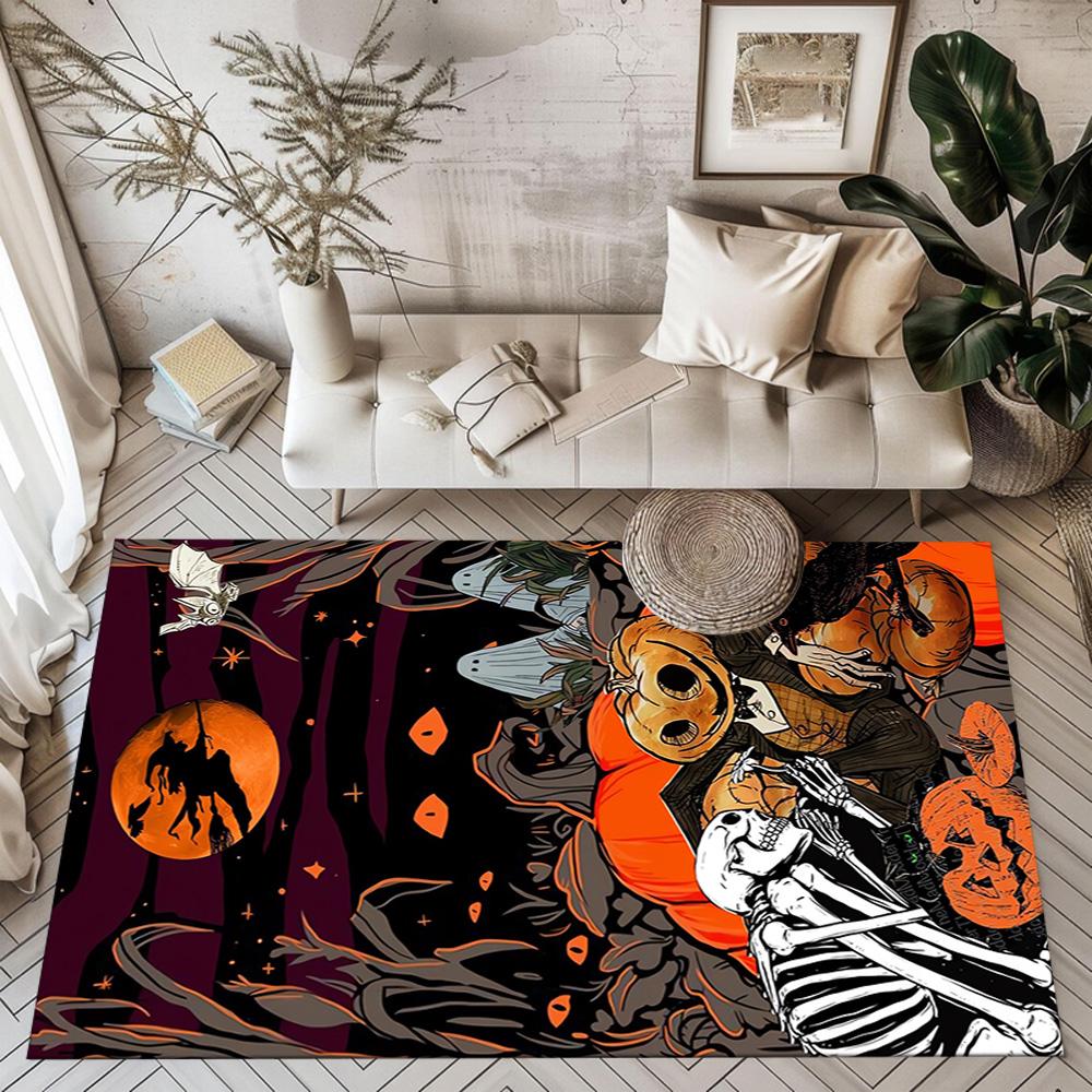 Halloween Pumpkin Faces Floor Mats for Living Room, Bedroom and Room Decoration Are Suitable for Gifts.