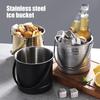 Yangyizhi Stainless Steel Ice Bucket with Removable Strainer, Bar Wine Champagne Cooler for Beer Red Wine, Portable Snacks Home