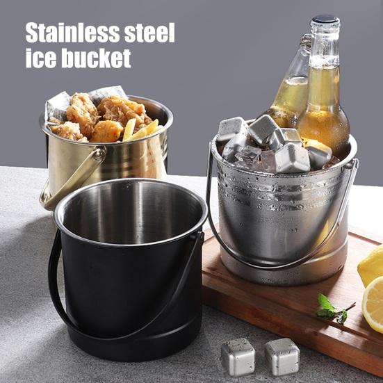 Yangyizhi Seau à Glace en Acier Inoxydable avec Passoire Amovible, Refroidisseur de Vin Bar Champagne pour Bière Vin Rouge, Portable Snacks Maison