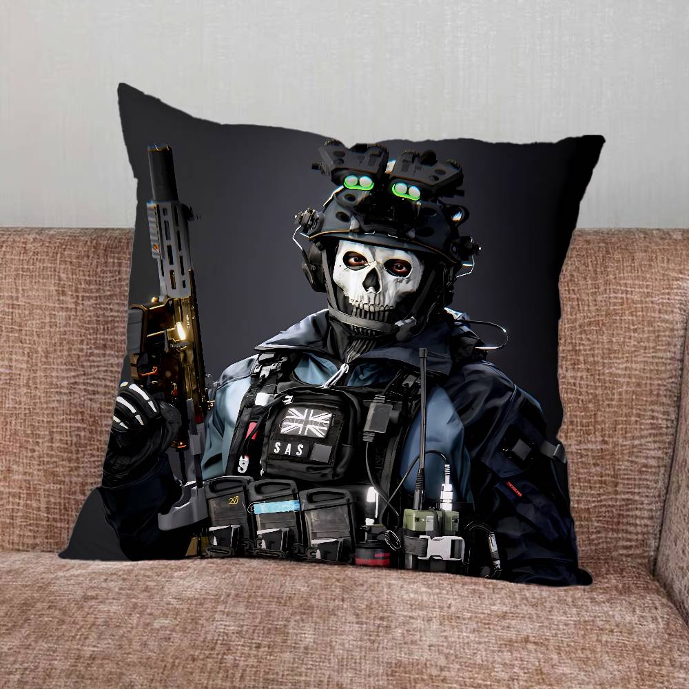 C-Cod C-Call of Duty Simon Ghost Riley Federa per Cuscino per Casa Camera da Letto Auto Ufficio Decorazione Soggiorno Copricuscino per Divano