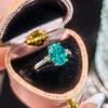 2026 Para Green Ice Flower Cut Crushed Ice Zircon Marriage Proposal Open Ring Women's Fashion Temperament Simple Wedding Ring Ring