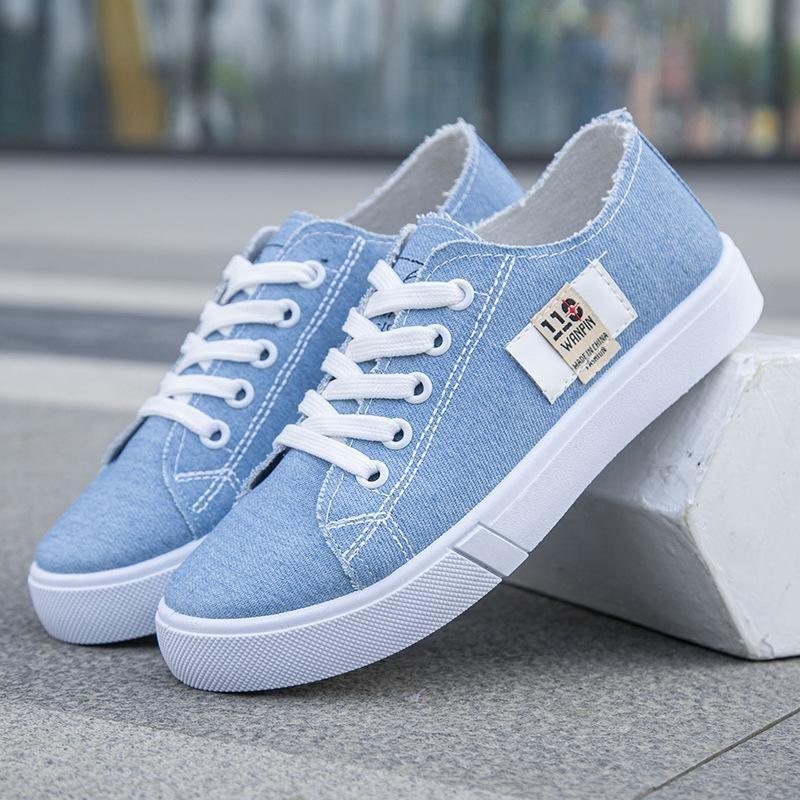 Damen Koreanischer Stil All Match Canvas Flache Schuhe Sommer Dünne Sektion Studenten Ins Trendy Board Schuhe