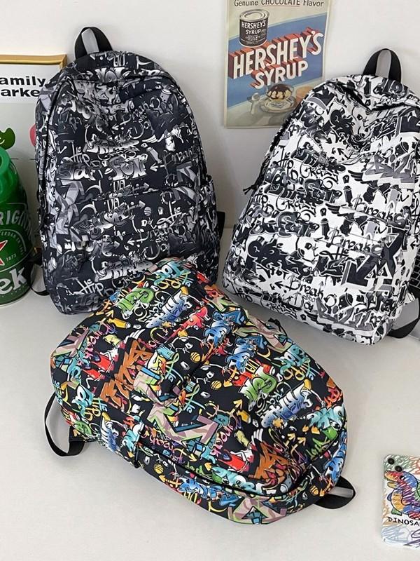 Ghiozdane Personalizate Graffiti Rucsac pentru Elevi de Gimnaziu și Liceu Unisex Murdar Capacitate Mare Geantă Școlară Trendy