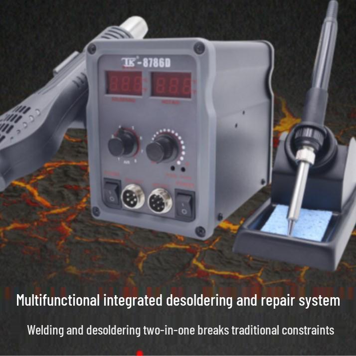 Tek TK8786D Dual Digital Soldering Station with Two-in-One Hot Air, Detachable Tip, and Auto Sleep
