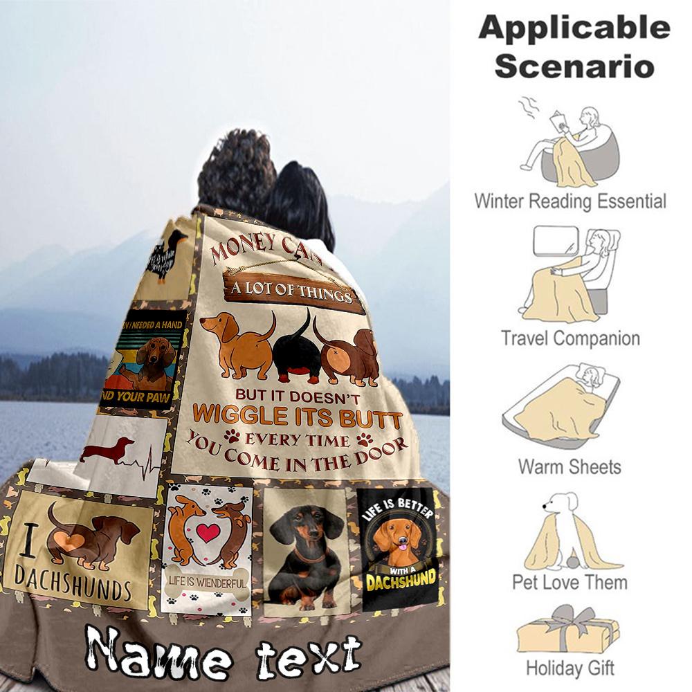 Dachshund Customize Text Blanket Multi-purpose Personalized Blanket Warmthful Decor Versatile for Livingroom Picnics Bedding Sofa