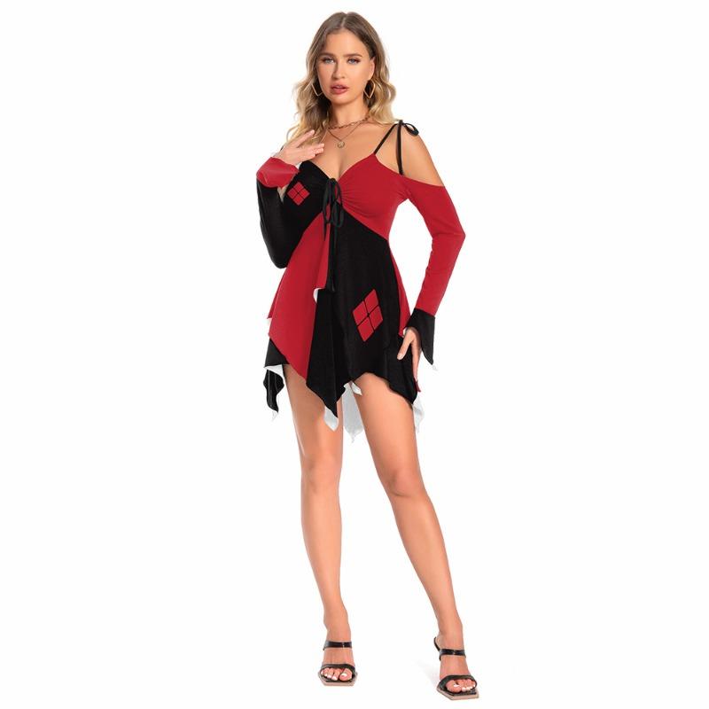 Halloween long-sleeved sexy clown women's dress autumn skirt women