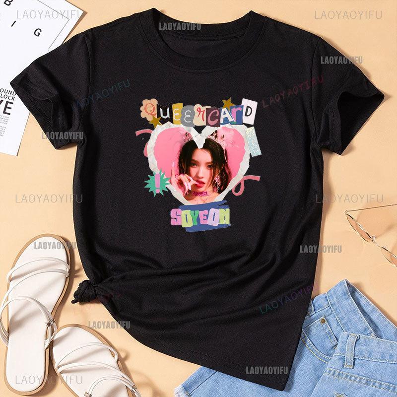 GIDLE T Shirt Kpop GIDLE I Feel Merch Y2k Fashion World Tour 2024 Shirt Kpop Girl Group Shirt Kpop Bootleg Funny Streetwear S