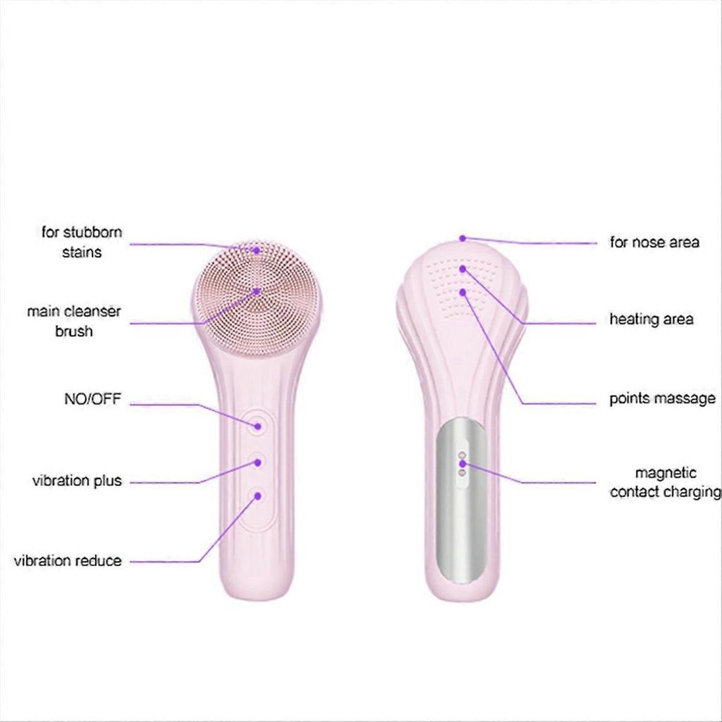 Electric Brush Heated Waterproof Pore Cleaner Silicone Pink