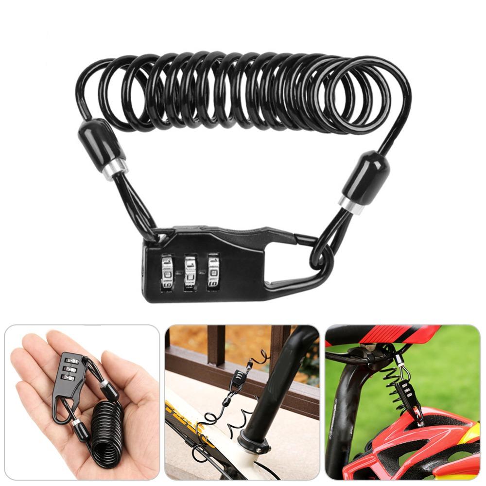 2PCS 3 Digit Bicycle Cable Lock Mini Motorcycle Helmet Lock Durable Bike Password Lock  Bicycles