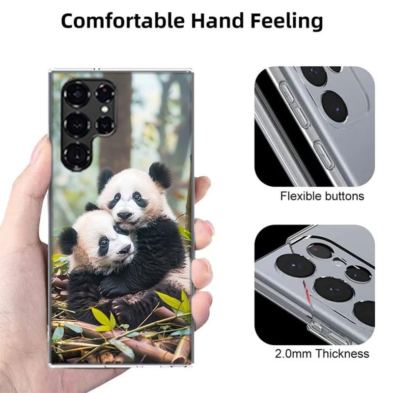 Panda Baby, Giant Panda Family Capa Phone Case For Samsung S26 Ultra S25 Edge Galaxy S23 S21 S20 S24 FE S22 S10 Plus Cover Clear