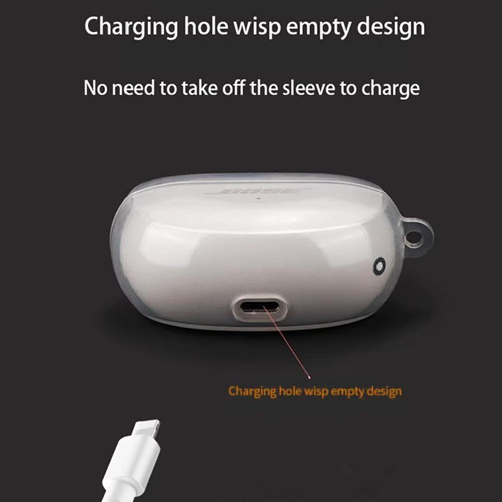 For Bose Ultra Open Earbuds Protective Case Transparent TPU Cover with Anti Lost Buckle