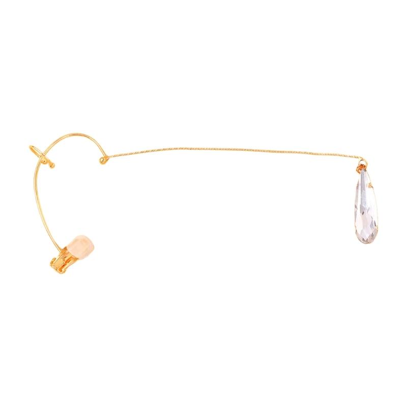 Elegant Drop Shape Ear Clips Featuring High Quality Rhinestones Comfort Fit for Long Wear Sturdy Copper