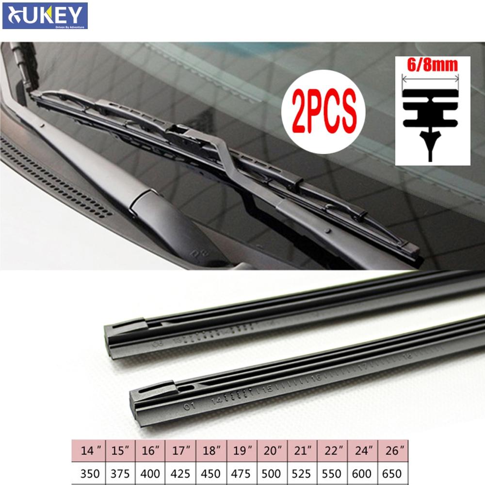 

2Pc No Cutting Car Metal Wiper Blade Refill 6mm 14 16 22 24 26 Windshield Windscreen Wiper Refills Replacement