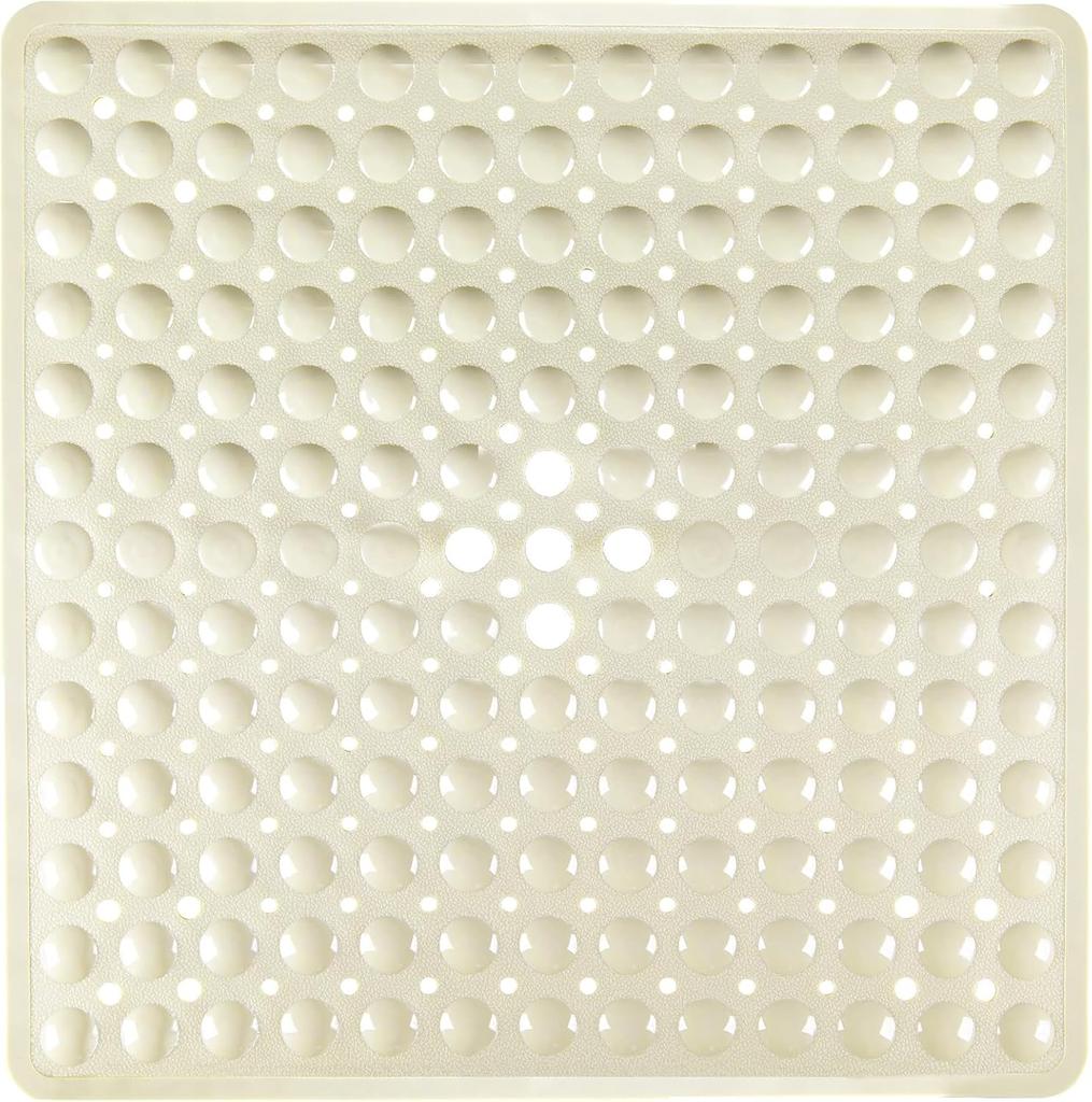 1pc Square PVC Bath Mat, 21x21in, Non-slip Shower Mat with Draining Hole And Powerful Suction Cups, Anti-slip, Machine Washable