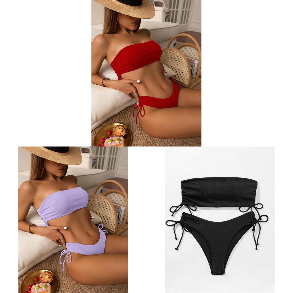 Bikini Swimsuit Women With Polyester Fabric And Seamless Design For Beach Vacation