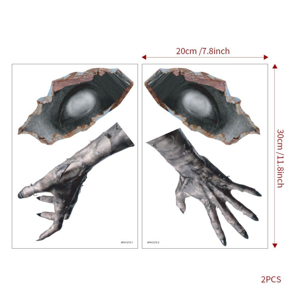 2Pcs/set DIY Skeleton Hand Decal Waterproof One-eyed Halloween Sticker  Wall Stickers