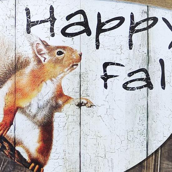 Ciondolo per porta Scoiattolo Craft Happy Print Ghiande Forma Legno Autunno Ornamento da appendere per la casa