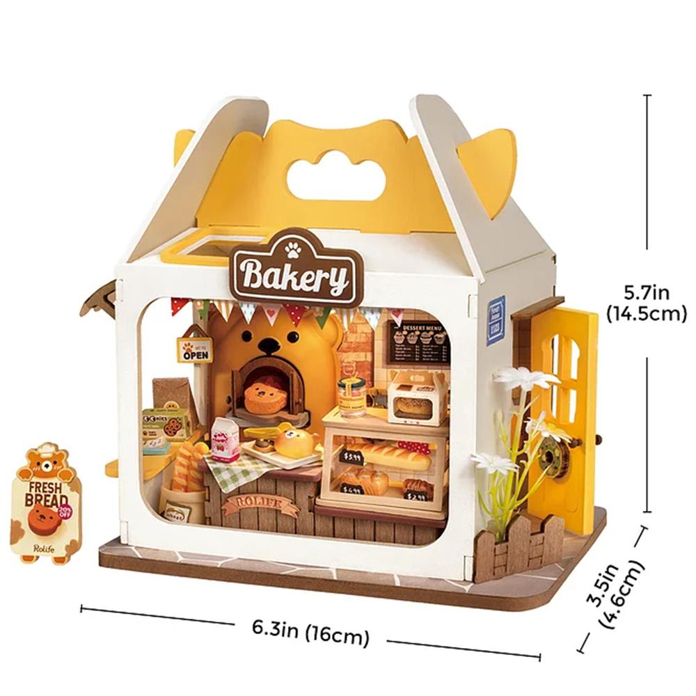 Robotime Food Box Shop Rolife Miniature Doll House DIY Miniature House Kit Diorama House Building Set with LED Room