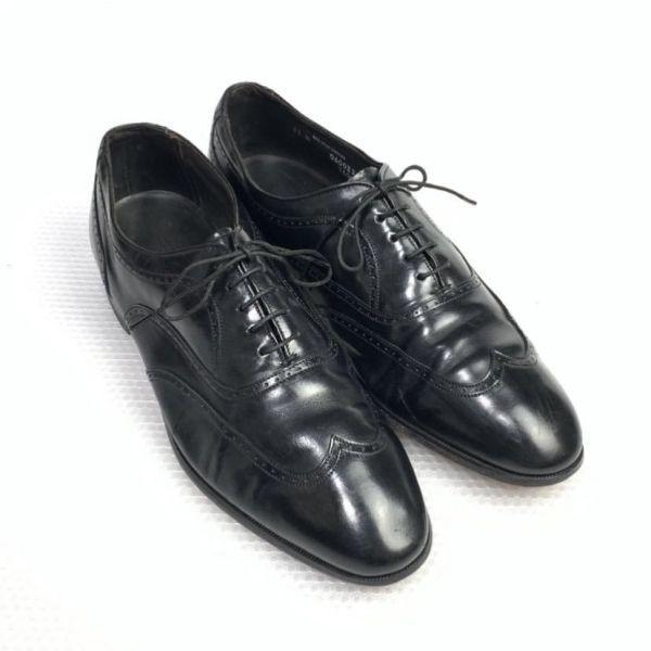 USED/80s 90s Vintage USA Made Bostonian Size 11M 28.5 29.5cm Full Brogue Wingtip Black