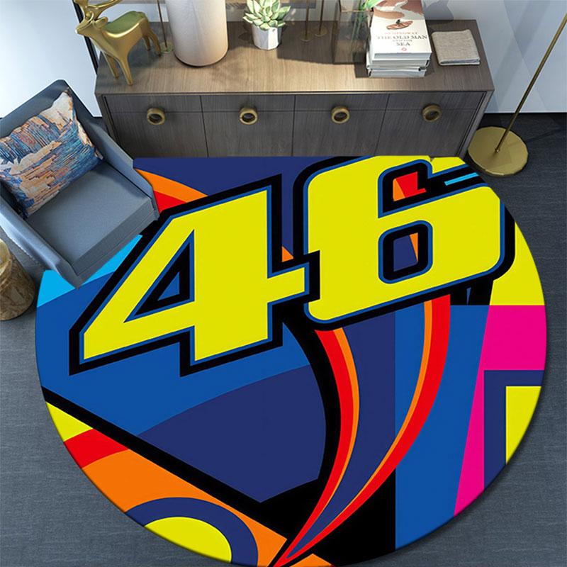 VR46 pattern round rug,Carpet Rug for Living Room Bedroom Playroom ,Non-slip Floor Mat,Holiday Gifts and Birthday Gifts.