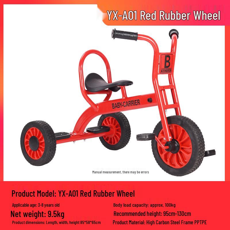 Children's Double Pedal Tricycle with Basket for Outdoor Play