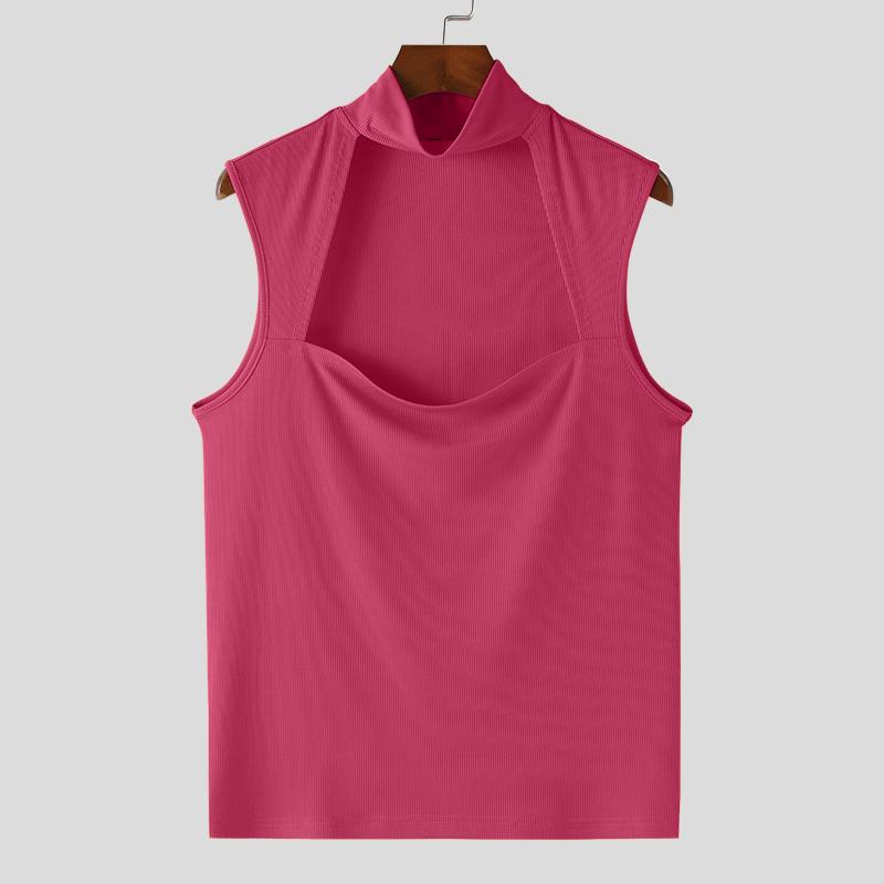 INCERUN Menn Vest Sommer Turtleneck Cut Out Party Nattklubb Tank Tops