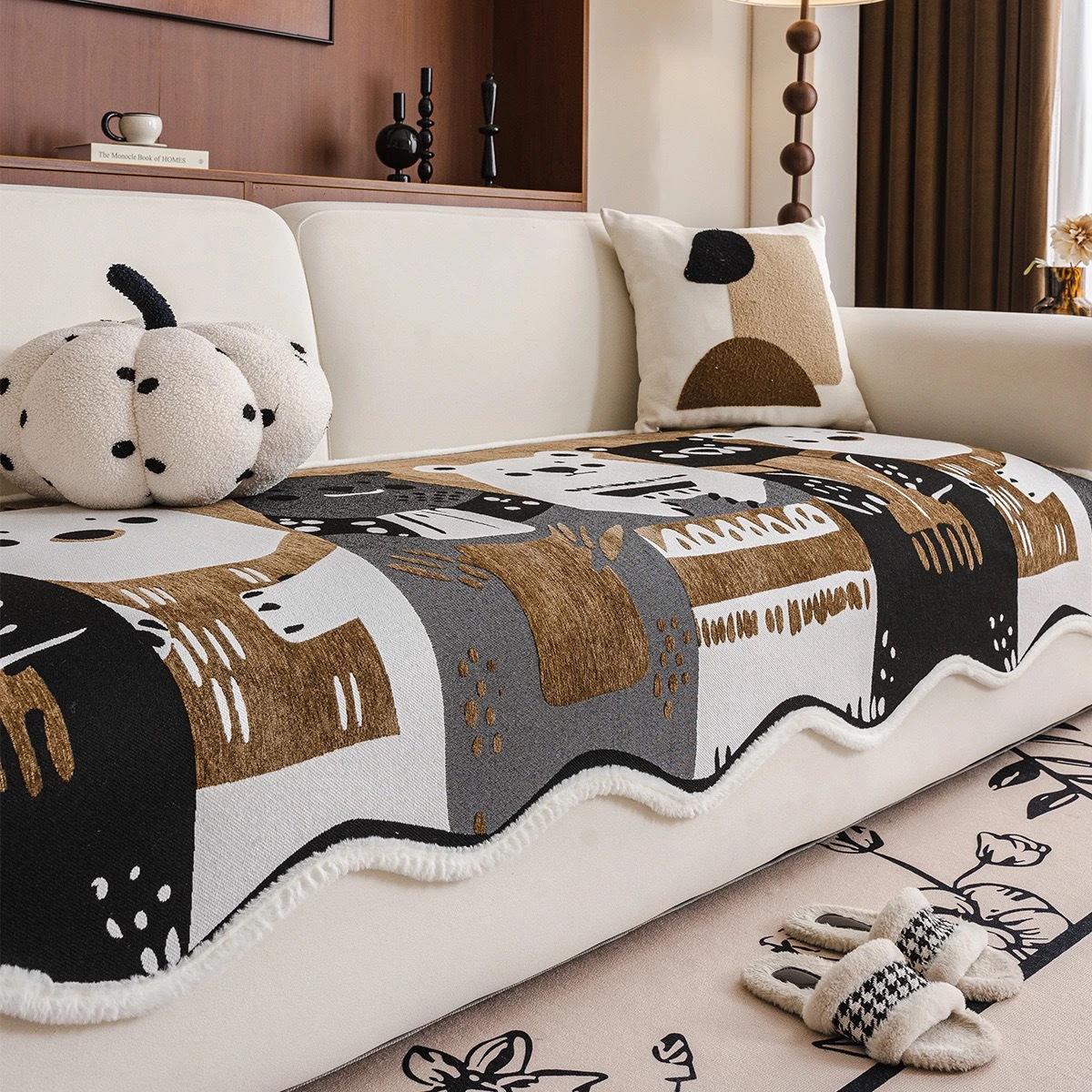 

New American Simple Special-Shaped Sofa Cushion Modern Chenille Non-Slip Light Luxury Sofa Cover Anti-Cat 90*90cm