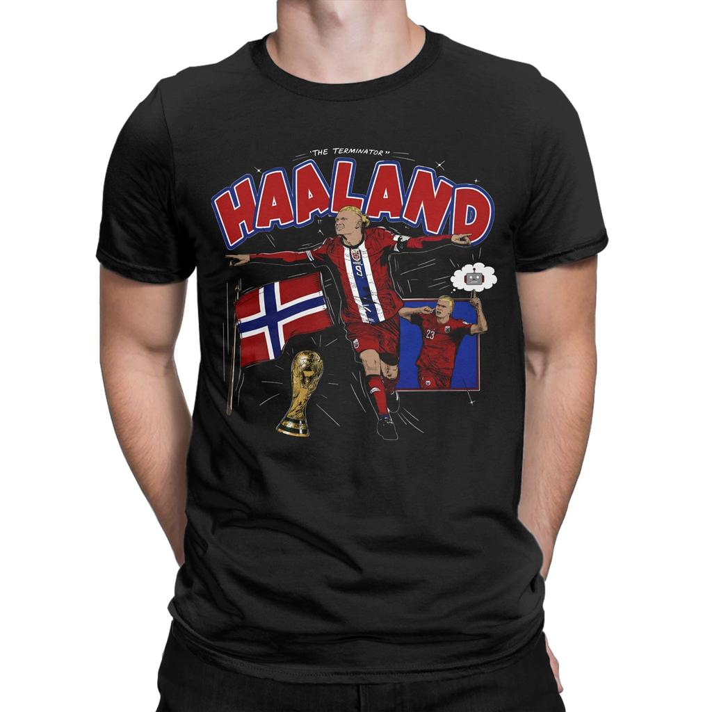 Unisex Unisexs Haaland The Terminator Norway Vintage Soccer T Shirt 100 Cotton Clothing Novelty Round Neck Tee Shirt