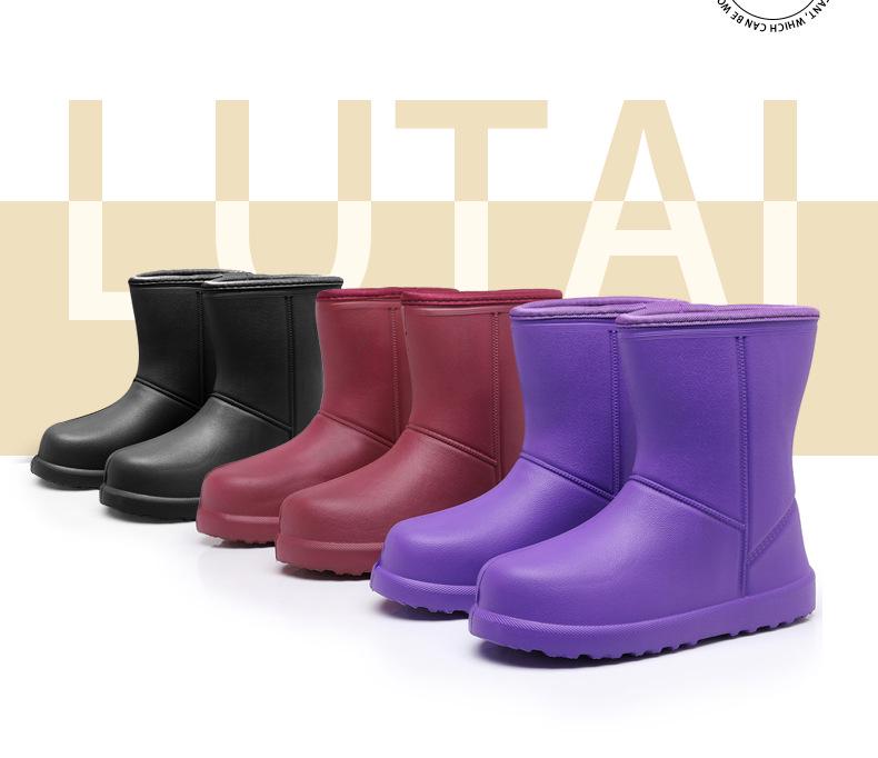 Women's Lightweight EVA Waterproof Non-Slip Cold-Proof Rain Boots with Velvet Lining
