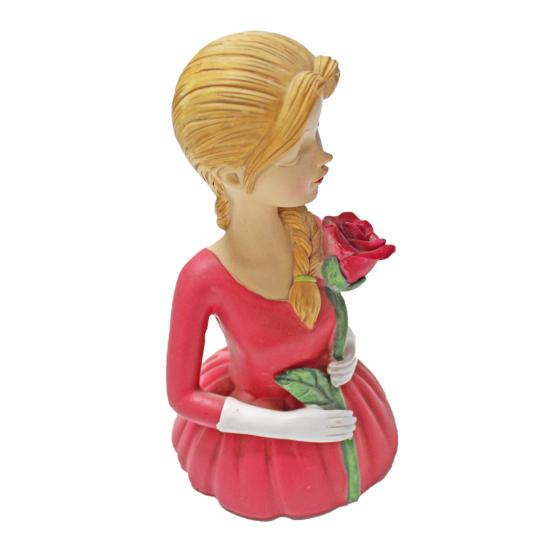Mädchen mit Rosen Figur Handgefertigtes Harz Mädchen Blume Schreibtischstatue für Zuhause Büro Tisch Mittelstück
