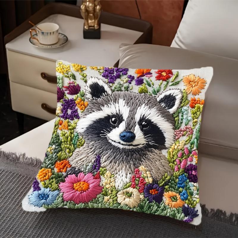 Raccoon Throw Cushion Covers Chair Living Room Pillowcase Cozy Zipper Sofa Pillow Covers Animal Bedroom Indoor Home Decor