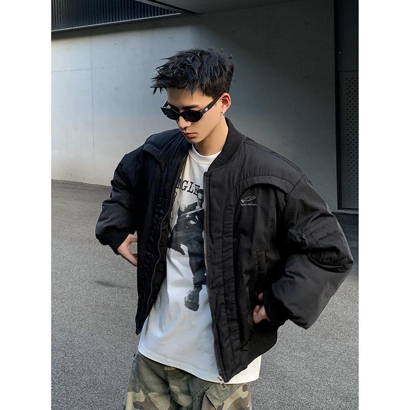 Men's Trendy Deconstructed Curved Design Winter Cotton Motorcycle Jacket