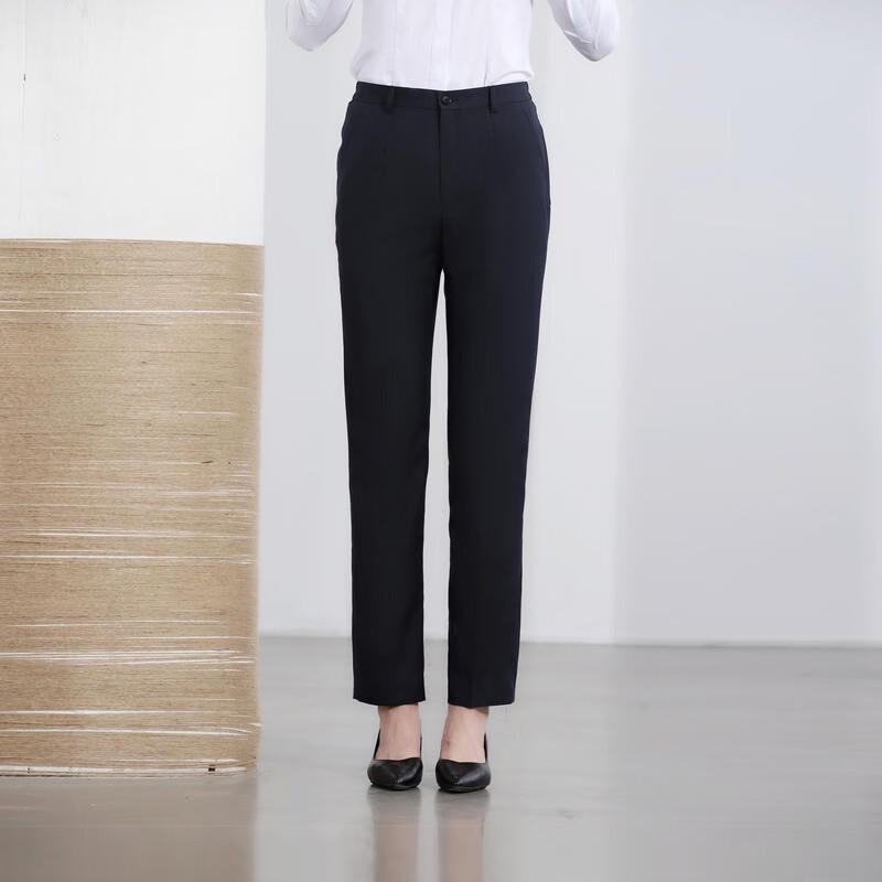 

Fengxun Women s Navy Tencel Twill Elastic Waist Dress Pants 165/74
