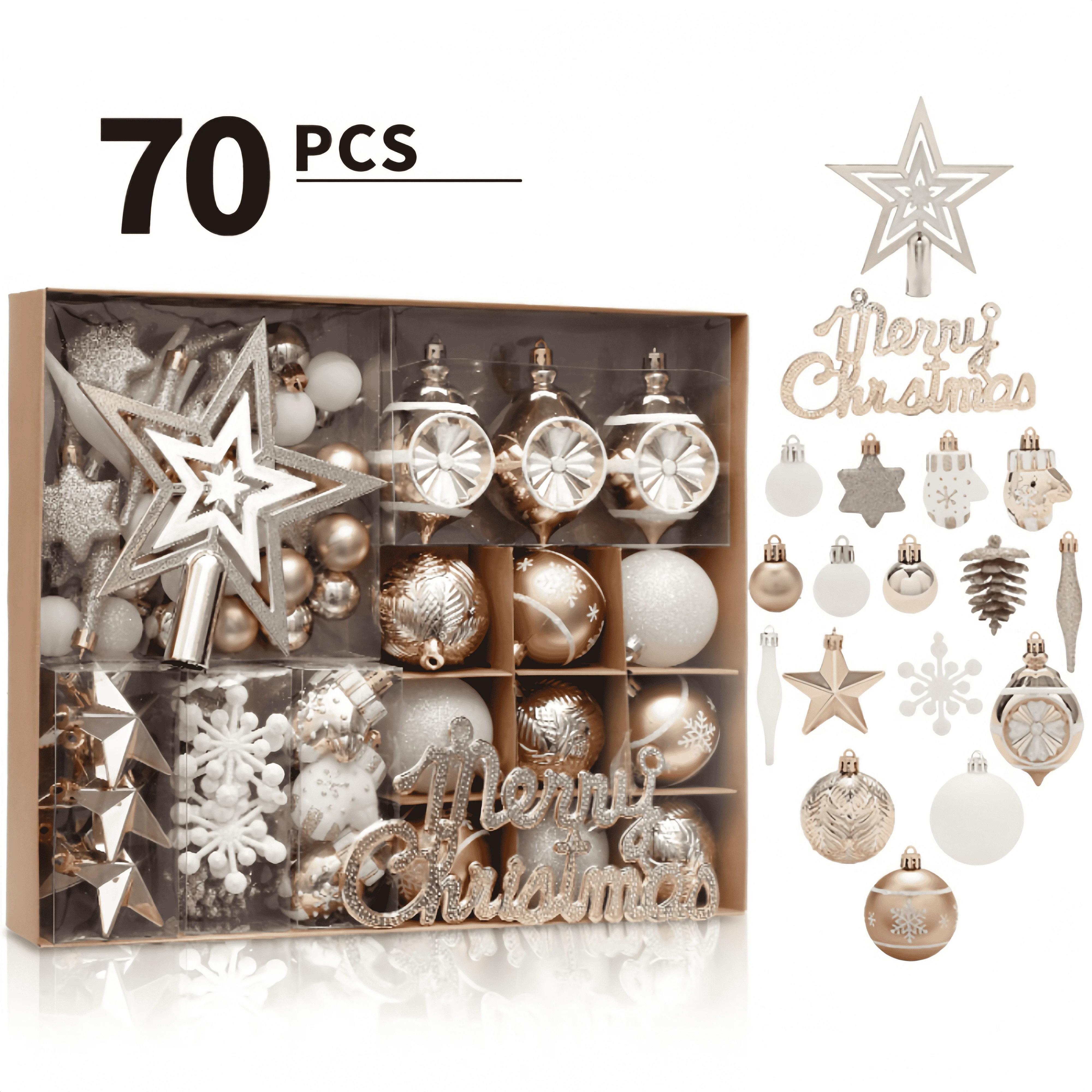

Набор из 70 шт. рождественских шаров разного размера, Звезды, Носки, Скипетр, Круглый рождественский шар, Елка Санты, Украшения для DIY, Новогодние подарки, Декор other